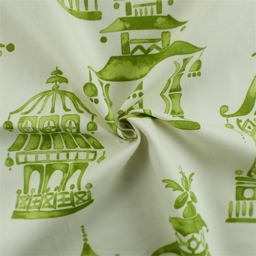 Green/Ivory P Kaufmann Temple Print Home Decorating Fabric DFW53619