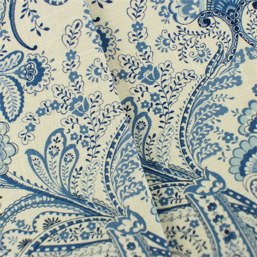 Blue/White Cotton Floral Paisley Home Decorating Fabric - DFW53628