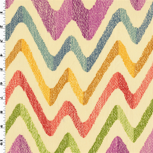Multicolored Wave Zig Zag Print Twill Decorating Fabric DFW53691