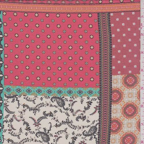 Coral/Ivory Patchwork Georgette