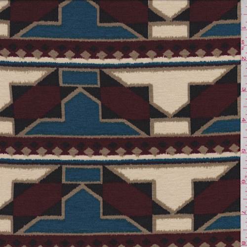 Cream/Wine/Teal Tribal Jersey Knit
