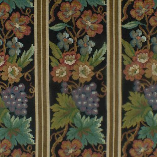 Black/Multi Floral Stripe Tapestry Home Decorating Fabric
