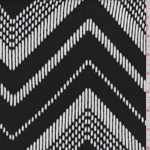 Black/White Brushstroke Chevron Crepon
