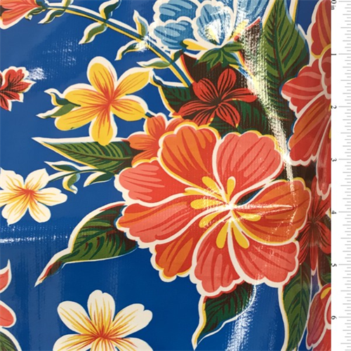 Blue Hibiscus Oilcloth Roll