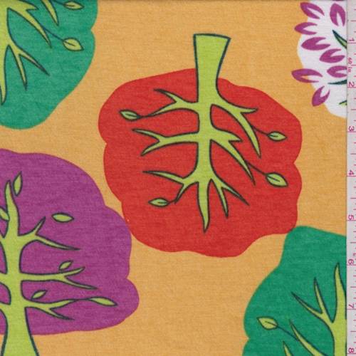 Deep Gold Tree Print Jersey Knit