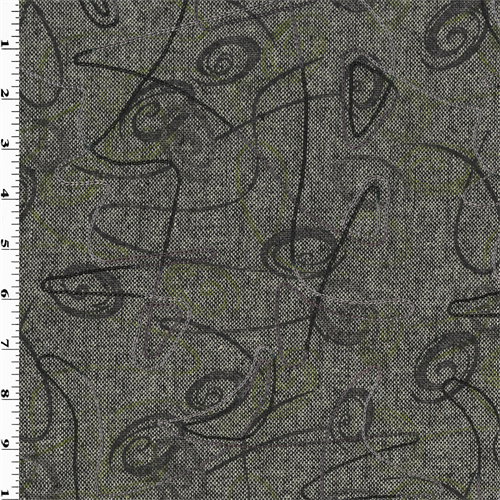 Grey/Yellow Wool Blend Printed & Embroidered Tweed 73205