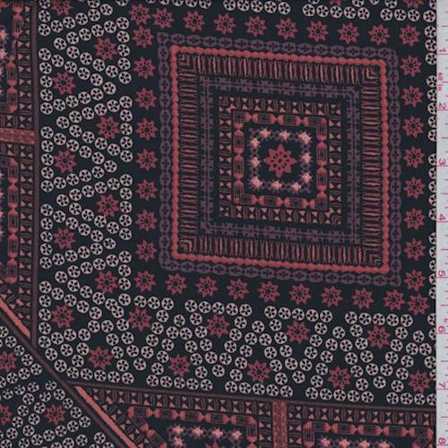 Black/Rust Block Print Jersey Knit