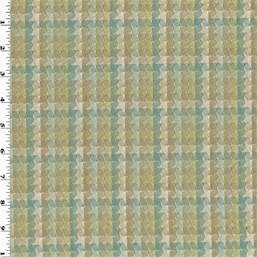 Teal/Beige Abstract Houndstooth Plaid Decorating Fabric DFW53812