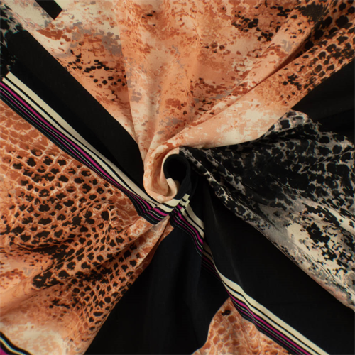 Black/Multi Abstract Print Crepe de Chine 72234