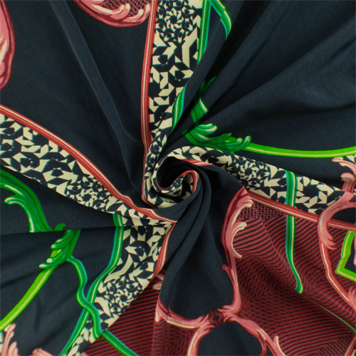 Navy Blue/Multi Geometric Print Crepe de Chine 72239