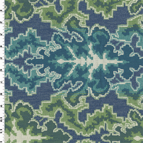 Green/Teal/Blue Baroque Aztec Jacquard Decorating Fabric dfw53892