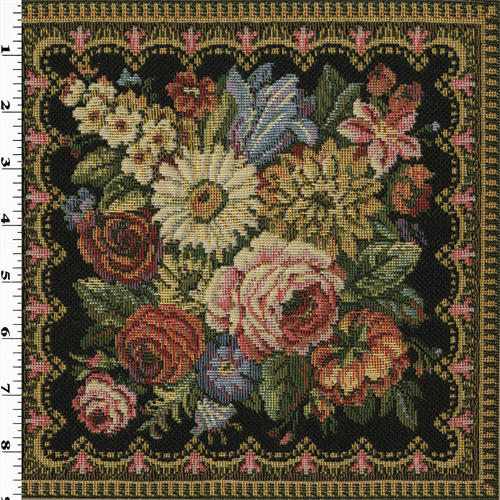 Black/Multi Rose Floral Tapestry Home Decorating Fabric dfw53899