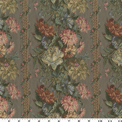 Taupe Gray/Multi European Floral Tapestry Decorating Fabric dfw53906