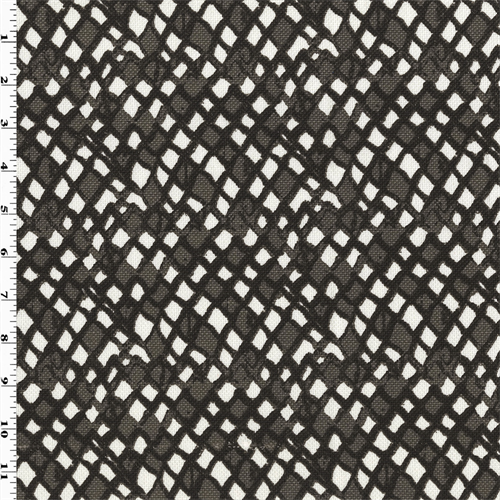 Gray/Black Abstract Diamond Print Basketweave Deco Fabric DFW53925