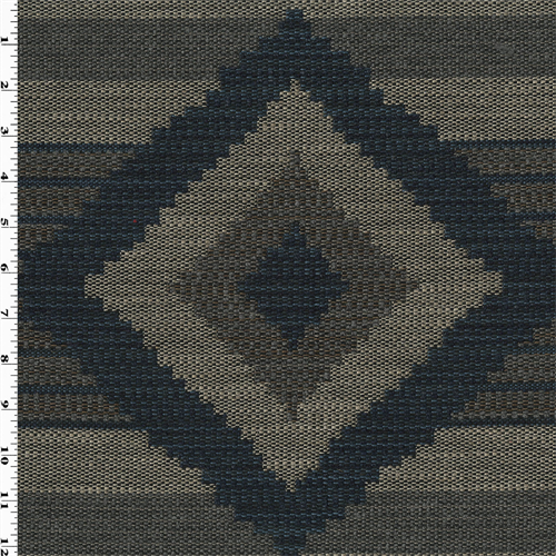 Navy Blue/Ivory Diamond Stripe Jacquard Decorating Fabric DFW53959