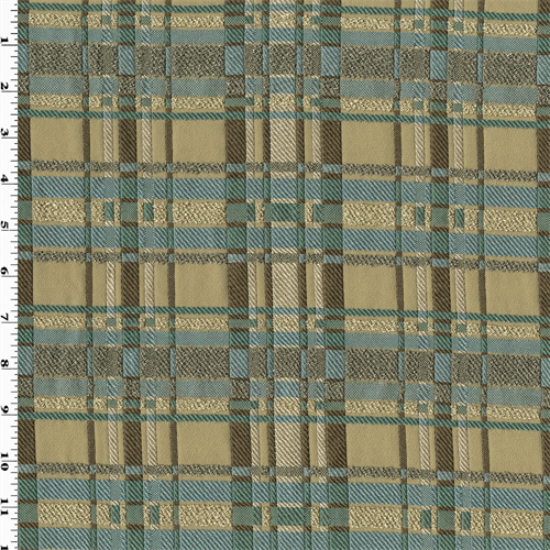 Beige/Teal Boucle Plaid Jacquard Home Decorating Fabric DFW53961