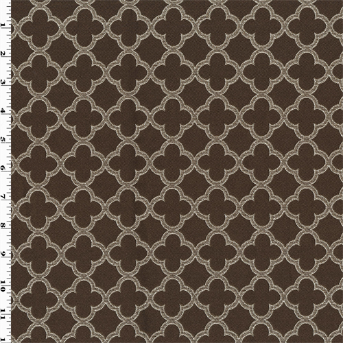 Dirty White/Brown Quatrefoil Damask Home Decorating Fabric DFW53965