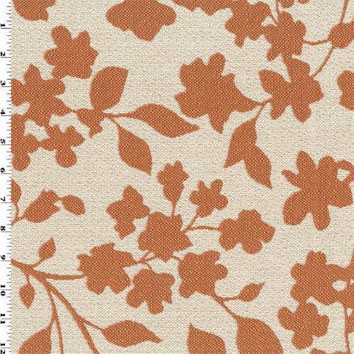 Tangerine Orange/Ivory Floral Jacquard Decorating Fabric DFW53987
