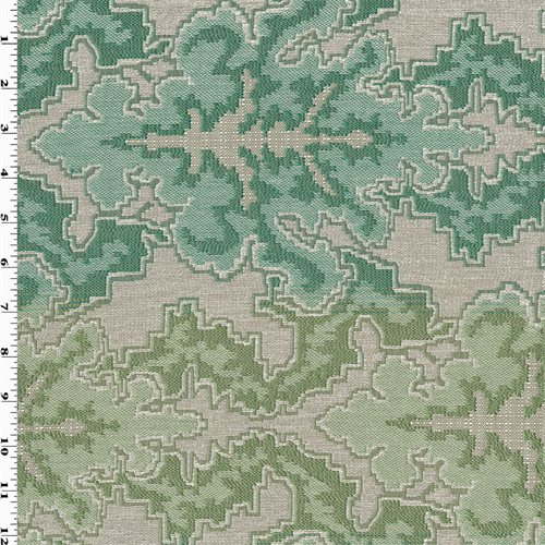 Emerald Green/Taupe Aztec Baroque Jacquard Decorating Fabric DFW54031