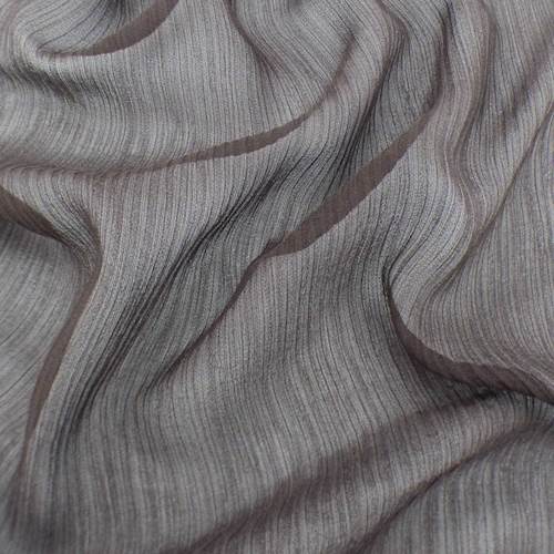 Deep Brown Silk Crinkle Chiffon
