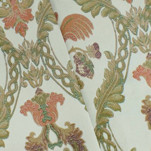 Orange/Ivory/Multi Floral Baroque Jacquard Decor Fabric DFW54082