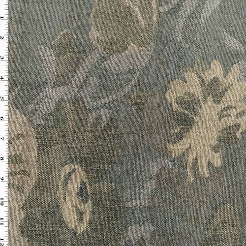 Beige/Gray/Blue Floral Chenille Tapestry Decor Fabric DFW54086