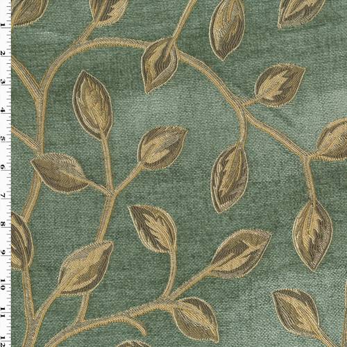 Fern Green/Beige Leaf Chenille Jacquard Decorating Fabric DFW54128