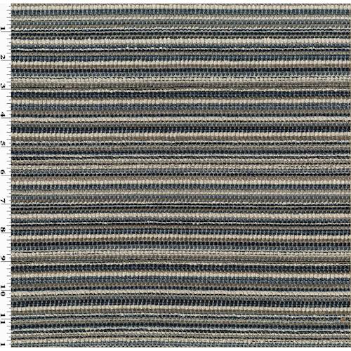 Beige/Indigo Crafty Chenille Boucle Stripe Decorating Fabric DFW54779