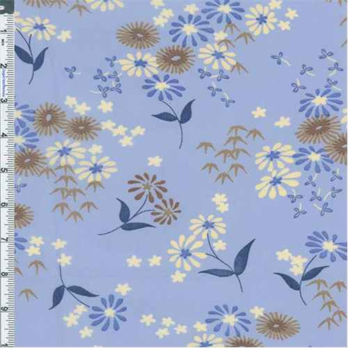 *3 YD PC--Blue Floral Chiffon
