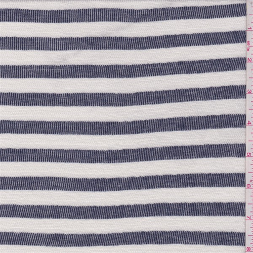 *2 5/8 YD PC--Ivory/Dark Blue Stripe Sweater Knit