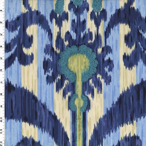Teal/Multi Iman Java Moon Boucle Ikat Print Decor Fabric DFW54832