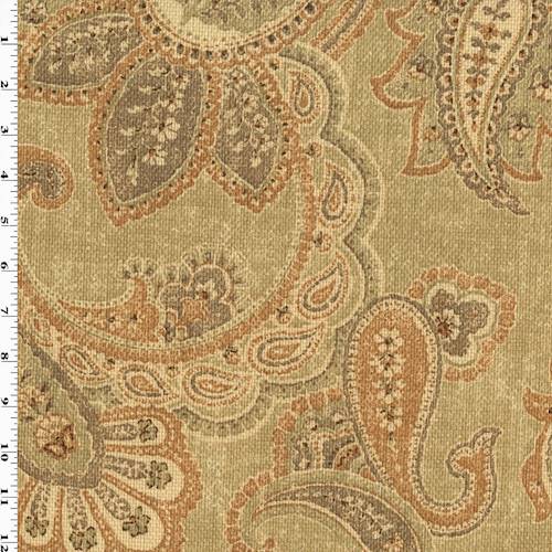 Beige/Taupe P Kaufmann Paisley Print Basketweave Decor Fabric DFW54834