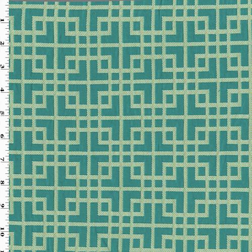 Mint/Deep Teal Square Lattice Damask Home Decorating Fabric DFW54935