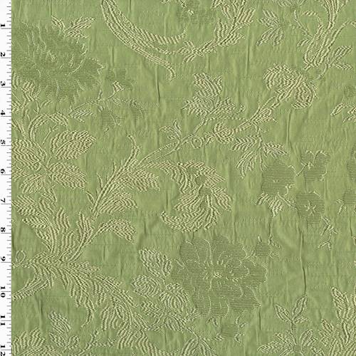 Deep Chartreuse Green Floral Leaf Jacquard Decorating Fabric DFW54939