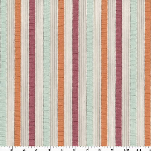 Pink/Orange Multi Cotton Stripe Seersucker Decorating Fabric DFW54206