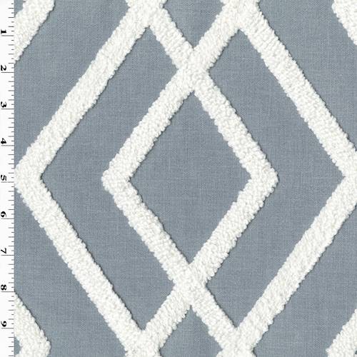 Cool Gray/White Boucle Embroidered Trellis Decorating Fabric DFW54272