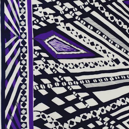 Purple/Navy/Ivory Tribal Print Charmeuse 75330