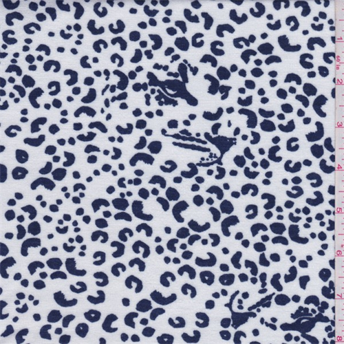 *3 YD PC--White/Navy Jaguar Print Rayon Jersey Knit