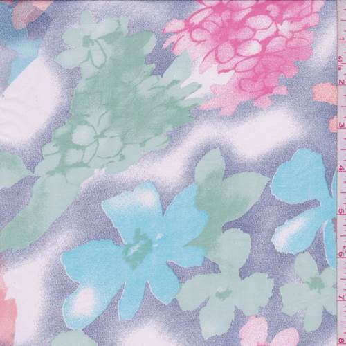 *2 7/8 YD PC--White/Blue Mottled Floral Rayon Chiffon