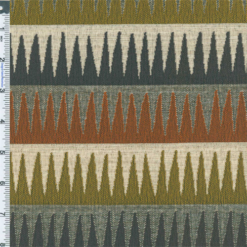 *5 YD PC--Rust Orange/Green/Gray Stalactite Stripe Home Decorating Fabric