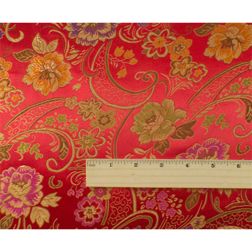 *5 5/8 YD PC--Red/Multi Floral Brocade