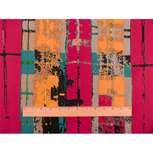 *2 1/2 YD PC--Pink/Multi Abstract Print Georgette
