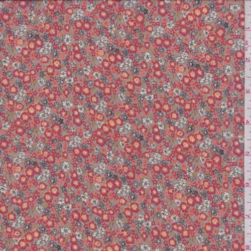 Mocha/Red Mini Floral Chiffon