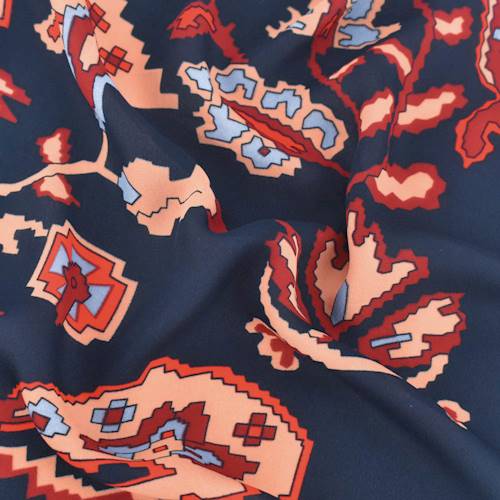 Navy/Red/Multi Pixel Floral Print Georgette 75627