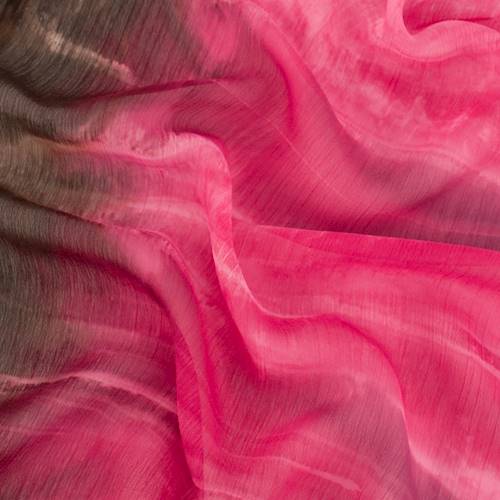 Magenta/Pink/Brown Tie Dye Crinkle Georgette 75617