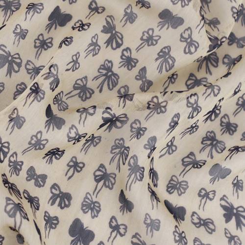 Deep Purple/Beige Ribbon Print Chiffon 75659