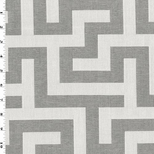 Off White/Gray Maze Double Jacquard Home Decorating Fabric DFW54327