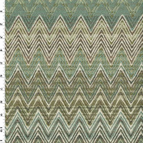 Avocado Green/Brown/Multi Chevron Jacquard Decorating Fabric DFW54349