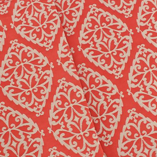 Salmon Orange/Ivory Baroque Medallion Jacquard Decorating Fabric DFW54388