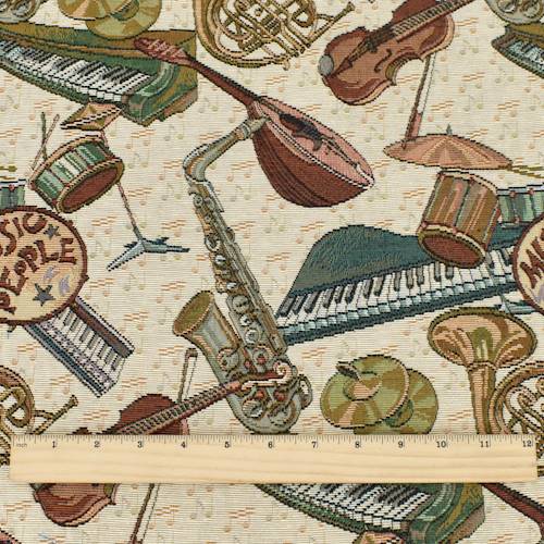 Ivory/Multi Designer Music Tapestry Home Decorating Fabric DFW54396